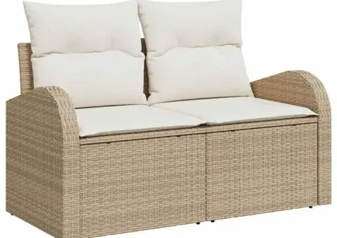 Set canapea grădină 6 piese, cu perne, bej, polirat - 4/5