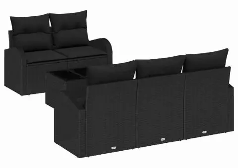 Set de canapele de grădină 6 piese cu perne Negru Ratan Poli - 2/5