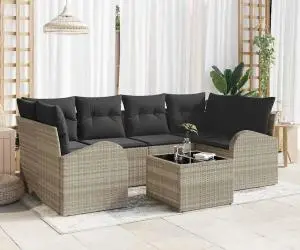Set de Canapea de Grădină cu Perne Gri Deschis din Ratan Poli