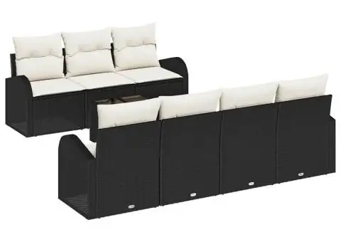 Set sofa grădină de 8 piese cu perne negru ratan polimer - 2/5