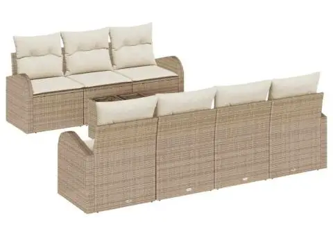 Set de canapea pentru grădină cu perne bej din ratan poli - 2/5