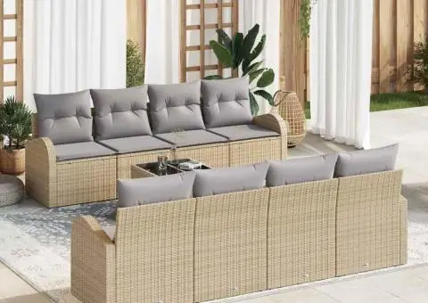 Set de canapele cu 9 piese pentru grădină cu perne Bej Ratan Poli - 1/5