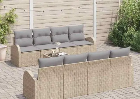Set de canapele cu 9 piese pentru grădină cu perne Bej Ratan Poli - 3/5