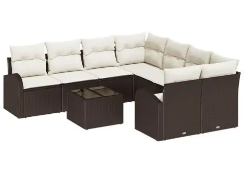 Set canapea grădină cu perne maro din ratan poliester - 2/5