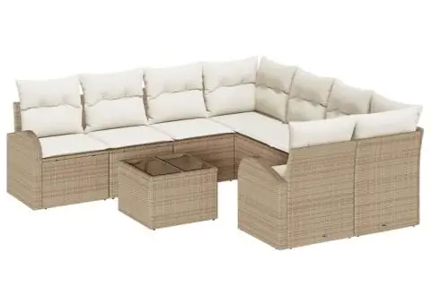 Set de Canapea pentru Grădină cu Pernuțe Bej Poliratan - 2/5