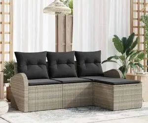 vidaXL Set canapea grădină 4 piese gri deschis din ratan polimer