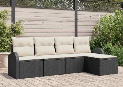 Set de canapea de grădină cu perne Negre poliratan - 1/5