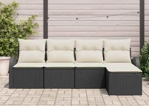 Set de canapea de grădină cu perne Negre poliratan - 3/5