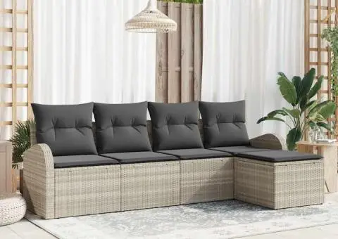 Set canapea de grădină cu perne Gri deschis Poliratan - 1/5