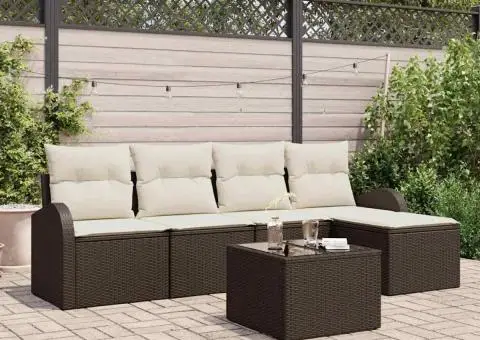 Set de canapele pentru grădină cu perne gri din ratan poli - 1/5