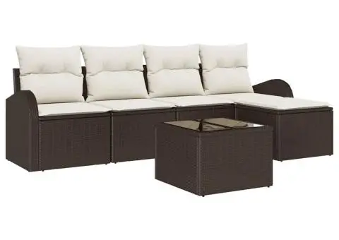 Set de canapele pentru grădină cu perne gri din ratan poli - 2/5