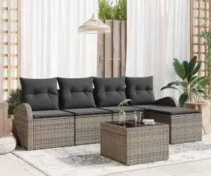 vidaXL Set de Canapea de Grădină cu Pernițe Negru Ratan Poli