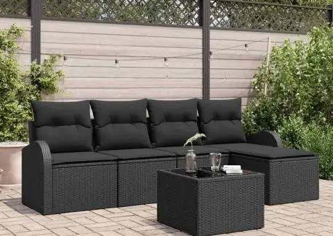 Set de Canapea de Grădină cu Pernă Bej Poliratan - 1/5