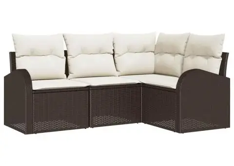 Set Canapea Grădină 4 Piese cu Perne Maro Ratan Polimer - 2/5