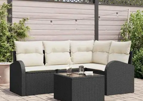 Set de Canapea Grădină cu Pernă Cafeniu Poliratan - 1/5