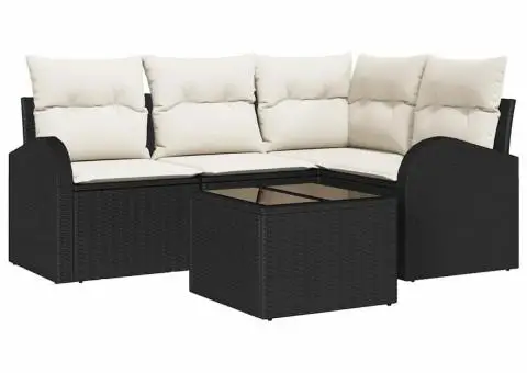 Set de Canapea Grădină cu Pernă Cafeniu Poliratan - 2/5