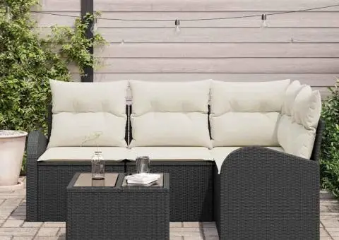 Set de Canapea Grădină cu Pernă Cafeniu Poliratan - 3/5