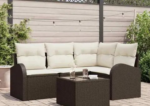 Set de Canapele de Grădină cu Pernă Gri Poli Ratan - 1/5