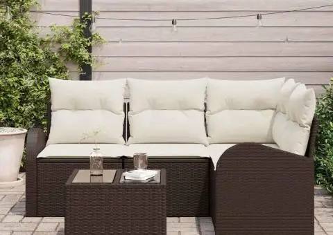 Set de Canapele de Grădină cu Pernă Gri Poli Ratan - 3/5