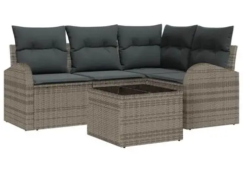 Set de 4 Piese de Canapea de Grădină cu Pernițe Negre Ratan Poly - 2/5