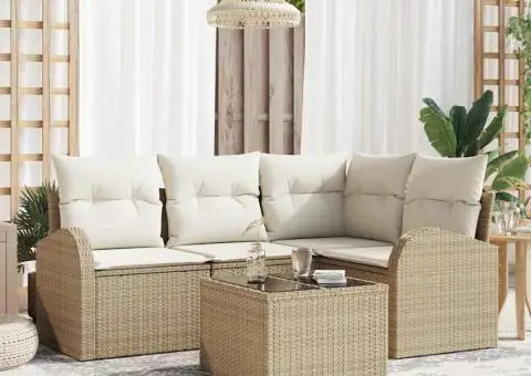 Set canapea grădină cu perne maro din poliratan - 1/5