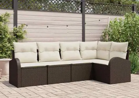 Set Canapele Grădină cu Perne, 5 Piese, Ratan Versatil - 1/5