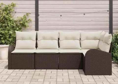 Set Canapele Grădină cu Perne, 5 Piese, Ratan Versatil - 3/5