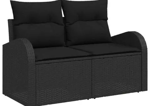 Set de canapea de grădină 5 piese cu perne Negru din poliratan - 4/5