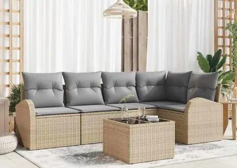 Set de canapea de grădină cu perne Ratan Polic negru - 1/5