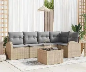 vidaXL Set de canapea de grădină cu perne Ratan Polic negru