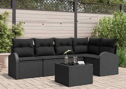 Set de canapea de grădină cu perne bej din ratan poli - 1/5