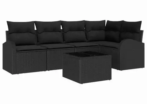 Set de canapea de grădină cu perne bej din ratan poli - 2/5