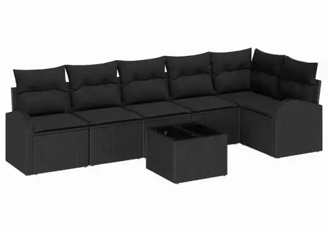 Set Canapea Grădină 7 Piese cu Perne Bej Ratan Poli - 2/5