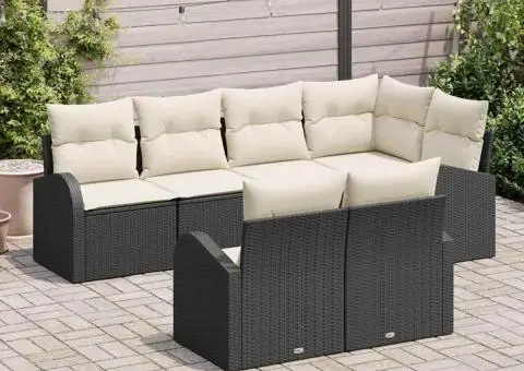 Set de canapea de grădină cu perne poliratan negru - 3/5