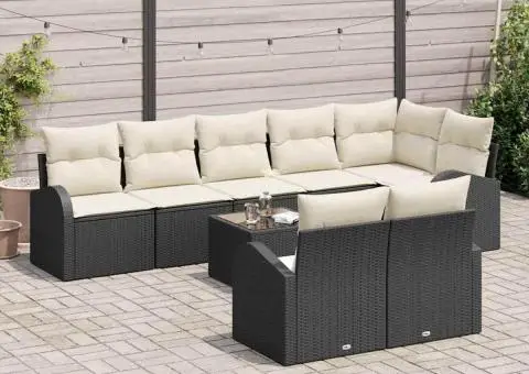 Set de canapea de grădină din 8 piese cu perne, maro, din poliratan. - 3/5