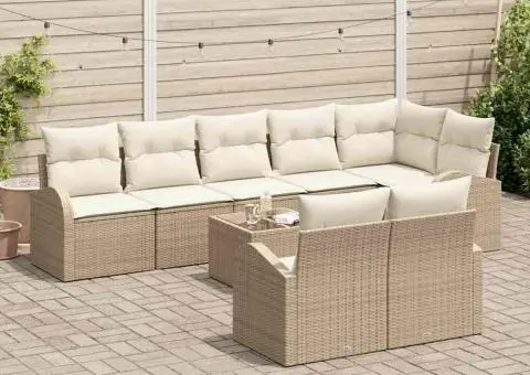 Set de canapea de grădină cu 9 piese și perne maro, ratan sintetic - 3/5