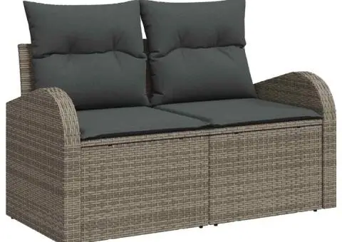 Set de 6 canapele pentru grădină cu perne gri din poliratan - 4/5