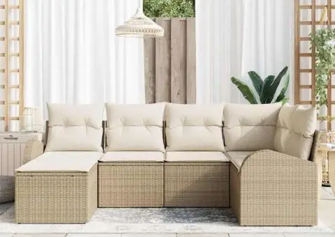 Set de 6 canapele de grădină cu perne Bej din ratan poli - 3/5