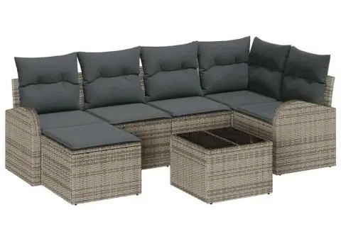 Set de canapele cu perne 6 piese negru ratan sintetic - 2/5