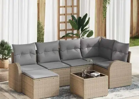 Set canapea grădină cu perne negre poliratan - 1/5