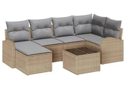 Set canapea grădină cu perne negre poliratan - 2/5