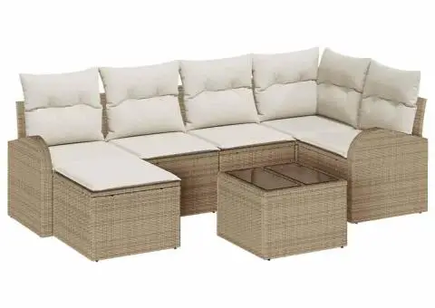 Set de canapea 7 piese cu perne Maro Poliratan - 2/5