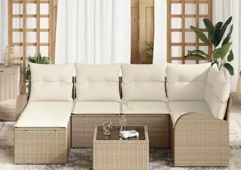 Set de canapea 7 piese cu perne Maro Poliratan - 3/5