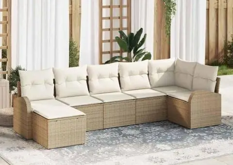 Set de Sofa de Grădină cu Perne Bej din Ratan Poli - 1/5