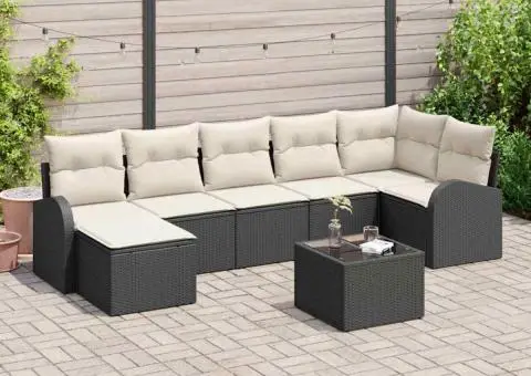 Set de Canapele pentru Grădină cu Pernuțe de 7 Piese Maro Ratan Poli - 1/5