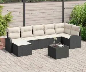 vidaXL Set de Canapele pentru Grădină cu Pernuțe de 7 Piese Maro Ratan Poli