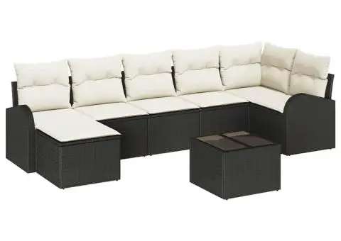 Set de Canapele pentru Grădină cu Pernuțe de 7 Piese Maro Ratan Poli - 2/5