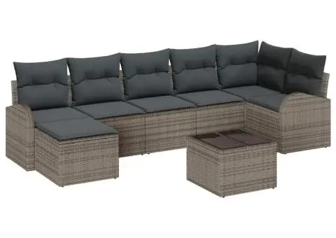 Set de Canapea 7 Piese cu Perne Maro Ratan Polimeric - 2/5