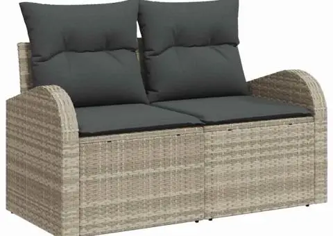 Set de canapea cu 8 piese și perne gri din ratan sintetic - 4/5