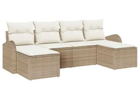Set de canapea de grădină cu perne Bej Ratan Poliester - 2/5